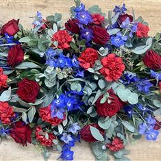Red and Blue Casket Spray